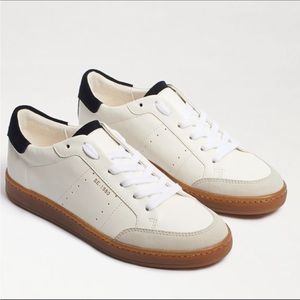 Sam Edelman Josi Gum Sole Leather Lace-Up Sneakers White Black 7